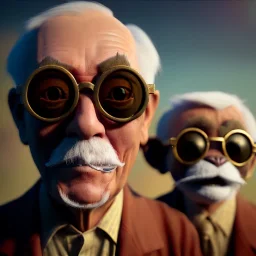 Portrait, American shot view, old Asian man + little monkey, cabaret scene, steampunk. Sunglasses, smoking, happy, hot. Many people background, highly detailed, concept art, unreal engine 5, god rays, ray tracing, RTX, lumen lighting, ultra detail, volumetric lighting, 3d, finely drawn, high definition, high resolution.