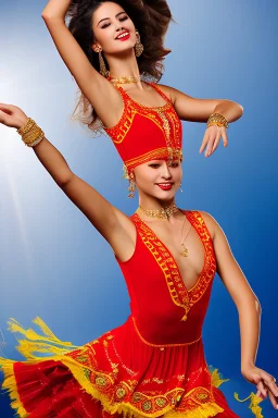 A lively portrait of a spain dancer, passionately performing in a vibrant, flowing dress, with the rhythm of castanets and the strumming of Spanish guitars in the air.