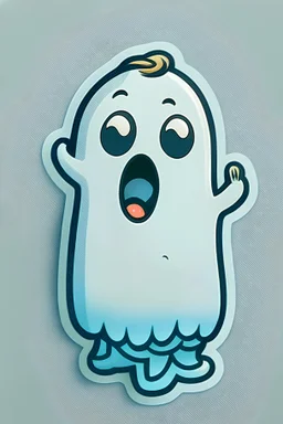 Un fantasma diciendo boo, sticker, caricatura, lindo