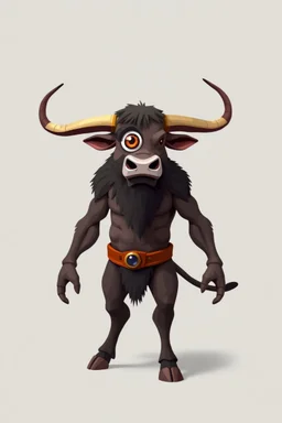 hi poly Stampeding One eyed Minotaur T pose just the character and simple background