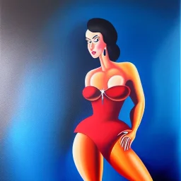 Full body portrait, painting, medium shot lady Style of Rubber-Hose animation