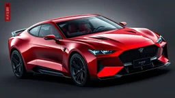 “Design a sleek, modern Chinese muscle car with a bold, aggressive stance. The car should feature a dark metallic red exterior with sharp, angular lines and a low, wide body. Equip it with prominent air vents, a black grille, and sporty alloy wheels. Add distinctive LED headlights and a rear spoiler. The interior should have high-tech digital displays, leather seats with red stitching, and a driver-focused cockpit. Emphasize a blend of traditional Chinese elements with cutting-edge design.”