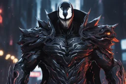 Venom Shredder in 8k solo leveling shadow artstyle, machine them, close picture, rain, neon lights, intricate details, highly detailed, high details, detailed portrait, masterpiece,ultra detailed, ultra quality