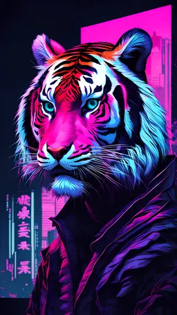 Yuriko, the Tiger’s Shadow, Lo-fi aesthetic, glitch-art, darkwave, cyberpunk setting
