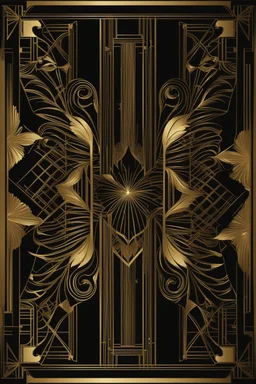 gold art deco book cover border on a black background