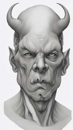 𝙋𝙧𝙤𝙢𝙥𝙩 highly detailed graphite illustration, A surreal devil figure with exaggerated anatomical features, heavily wrinkled skin, and an intense, contemplative expression. bald head, thick eyebrows, long beard merge into swirling abstract shapes. Large, expressive hands, one covering the mouth and the other gripping the forehead tensely. Mysterious, introspective, dreamlike, somewhat dark fantasy. #𝙙𝙧𝙚art #prompt