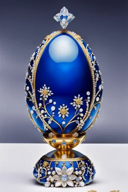 A Fabergé jewelled egg, the exterior of the egg resembles perfect blue crystal egg formed with many gold decorations. It is studded with diamonds and is made from quartz, platinum, and orthoclase with miniature flowers, diamonds and made from platinum and gold, the flowers and plants made of white quartz and gold, The box features decorative Swarovski crystals and an enamel finish, high quality, detailed, photography, stunning