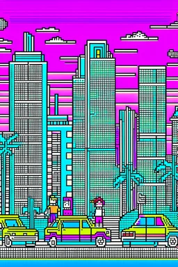 80s miami drawing cartoon pixel art