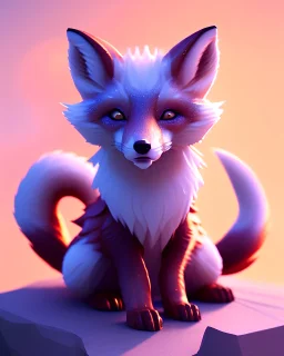 clean art of a cute fantasy fox creature made of segments of stone, soft lighting, soft pastel gradients, high definition
