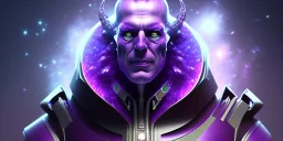 realistic purple galaxy super villain that has taken over the universe