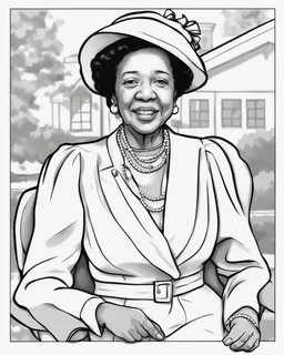 Outline art for coloring pages with Dorothy Height , white background, sketch style, only use black outline, white background, no shadows and well and clear outline , white background, sketch style, only use black outline, white background, no shadows and well and clear outline