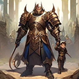 Guy in armor protecting child