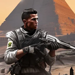 Cristiano Ronaldo in call of duty warzone have ak47 with beautiful girl in Egypt by lumi