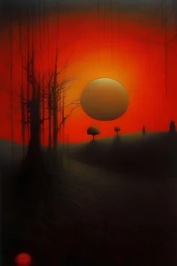 sunset, zdzislaw beksinski style