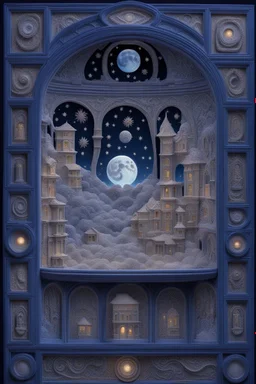 3d stumpwork;ghost haunts room by artist "Agnolo Bronzino";by artist "Hector Guimard";by artist "Hieronymus Bosch";by artist "trompe l'oeil";by artist "tessellated fractal cloisonné";hyperdetailed matte night sky background;stars,lens flare,moonrays;sharp focus;octane render