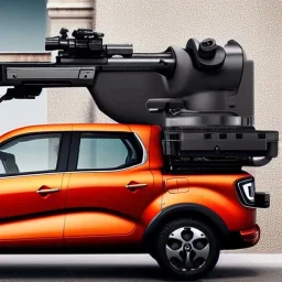 Renault Zoë pick up truck, machine gun mounted on the roof