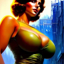 Drawing of beautiful face,'beautiful,Busty fit Sexy Vault Woman- Fallout 4 ',intense stare, ancient blue skintight suit, balanciaga fashion clothe painting by gaston bussiere, greg rutkowski, yoji shinkawa, yoshitaka amano, tsutomu nihei, donato giancola, tim hildebrandt,KyuYong Eom,Ren Wei Pan Oil on canvas, cinematic composition, extreme detail,fit full head inside picture,16k