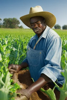 African American Farmer growing cover crops