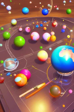 Aliens playing pool with the balls being planets. The main ball is planet earth