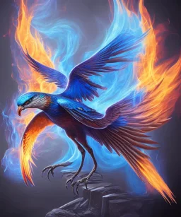 blue phoenix flaming wings