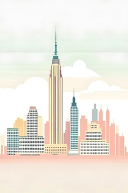New York skyline Empire State Building art pastel color premium minimalistic illustration "new York"