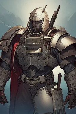 a man modern in military science fiction armor, the armor must be made of spiritual fabric, black and red. a fabric similar to that worn by men of the witch church of the past.