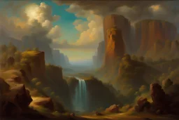 Clouds, cliffs, rocks, philosophic and trascendent, cosmic infinite influence, mountains, charles leickert, and wilfrid de glwhn impressionism paintings