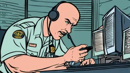 male cop dispatcher deals with evil virus hatching from the phone