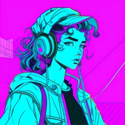 a vaporwave image of a comic book style character with a nostalgic look