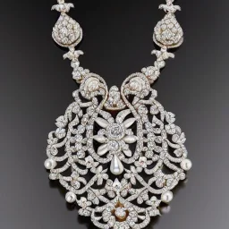 drop diamond and pearl necklace, art noveau, filigree, floral, breathtaking, highly ornate, delicate, intricate, photorealistic, high fashion, fine jewellery, luxury, designer