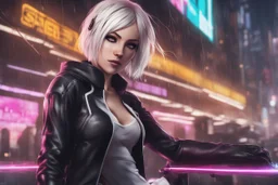 Spidergwen in 8k nier automata anime drawing style, spider them, cinematic mood, neon effect, close picture, rain, highly detailed, high details, detailed portrait, masterpiece,ultra detailed, ultra quality