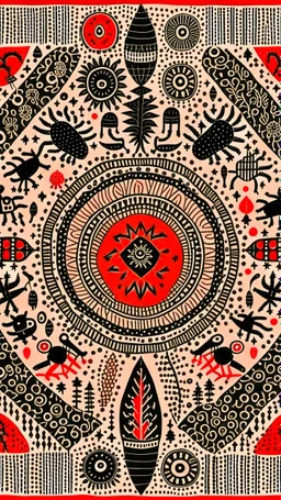 Chernobog in style of Warli painting