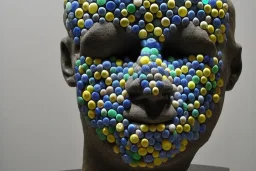 Single Human face made out of marbles by borglum