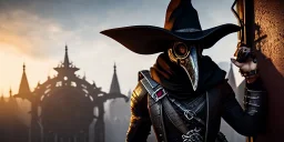 apocalypse, chaotic, magnificent, realistic, colorful, massive, epic, ray tracing, cinematic, 8k, HD, Ultra High Definition, photo film, film grain, hyper-detailed, old tarnished ornate rusty Hyper detailed Gothic Plague Doctor Mask