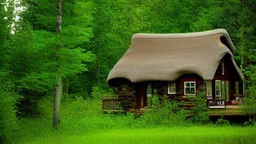 cottage in the middle of the forest