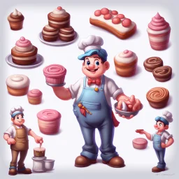 a cartoon character thirty years old confectioner , an ultrafine detailed painting by senior character artist, featured on polycount, sots art, artstation hd, 2d game art, behance hd