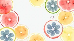 Simple watercolor background fruit slices thematic, minimal, stock image, with a blank space --ar 1:1 --v 5 --no watermarks