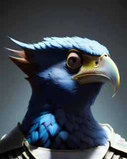 "twitter, mysterious Kenku male, bird, full-scale head and shoulders portrait, 8k resolution concept art portrait by Greg Rutkowski, Artgerm, WLOP, Alphonse Mucha dynamic lighting hyperdetailed intricately detailed Splash art trending on Artstation triadic colors Unreal Engine 5 volumetric lighting Splash art fantasy"