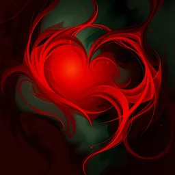 romantic picture, abstract, with red and dark green, swishiness, hq