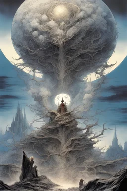 yoshitaka amano art style, fantasy art, wizard, alien planet