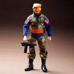 G.i. Joe toy camouflage doll Donald Trump orange face with boots full body in package high resolution 2019, in a box with gun