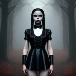 wednesday addams, wednesday addams hair, wednesday addams, make up, wednesday black dress, cinematic, hyper detail, 8k resulation