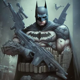 Evil Batman armed with Assault rifle