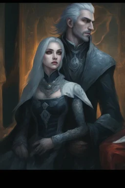 Strahd Von Zarovich and his wife Selene, she has white hair