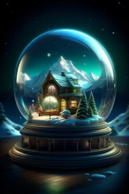 knollingcase, scenery of Portable gum making machine inside of snow globe, aurora borealis, transparent data visualization, trending on artstation, by Tom Bagshaw and Seb McKinnon, ultra detailed, hyper-realistic, cinematic, dramatic lighting, volumetric lighting, 150mm, octane render, photorealistic, denoise, photograph with a Hasselblad H3DII