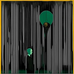 Negotiating dream frequencies culvimating in a fetal absurdity, by Gabriel Pacheco, by Colin McCahon, ink illustration, Green and black color scheme, unsettling abstract art, art nouveau