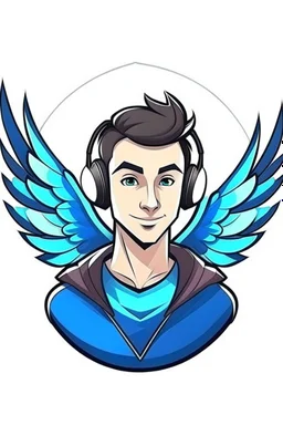 Gaming yuong man have a wings with a avatar logo design