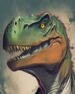 Dinosaur, T-rex, Comic style, portrait