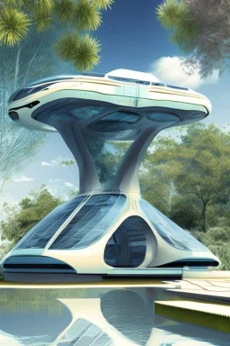 Water metro design, modern, sophisticated, futuristic, assume year to be 2100