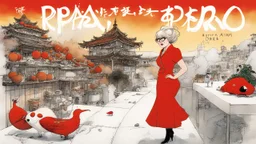 high res photo cover by Ralph Steadman: happy Dr. Atsuko Chiba, as a blonde curvy brilliant and composed therapist, uses her alter ego Paprika to enter the dream world and help patients. Paprika is everything Chiba is not: free-spirited, playful, and intuitive. As the boundary between dream and reality starts collapsing, bizarre dream imagery — a recurring "dream parade" of dolls, appliances, and random objects — invades the waking world. People go mad, unable to distinguish reality from their